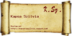 Kapsa Szilvia névjegykártya