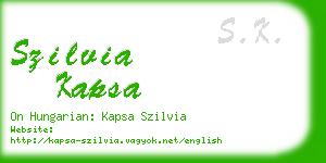 szilvia kapsa business card